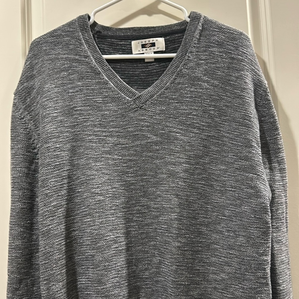 Joseph Abboud Vneck pullover 100% cotton knit sweater long sleeve size 2XLT grey